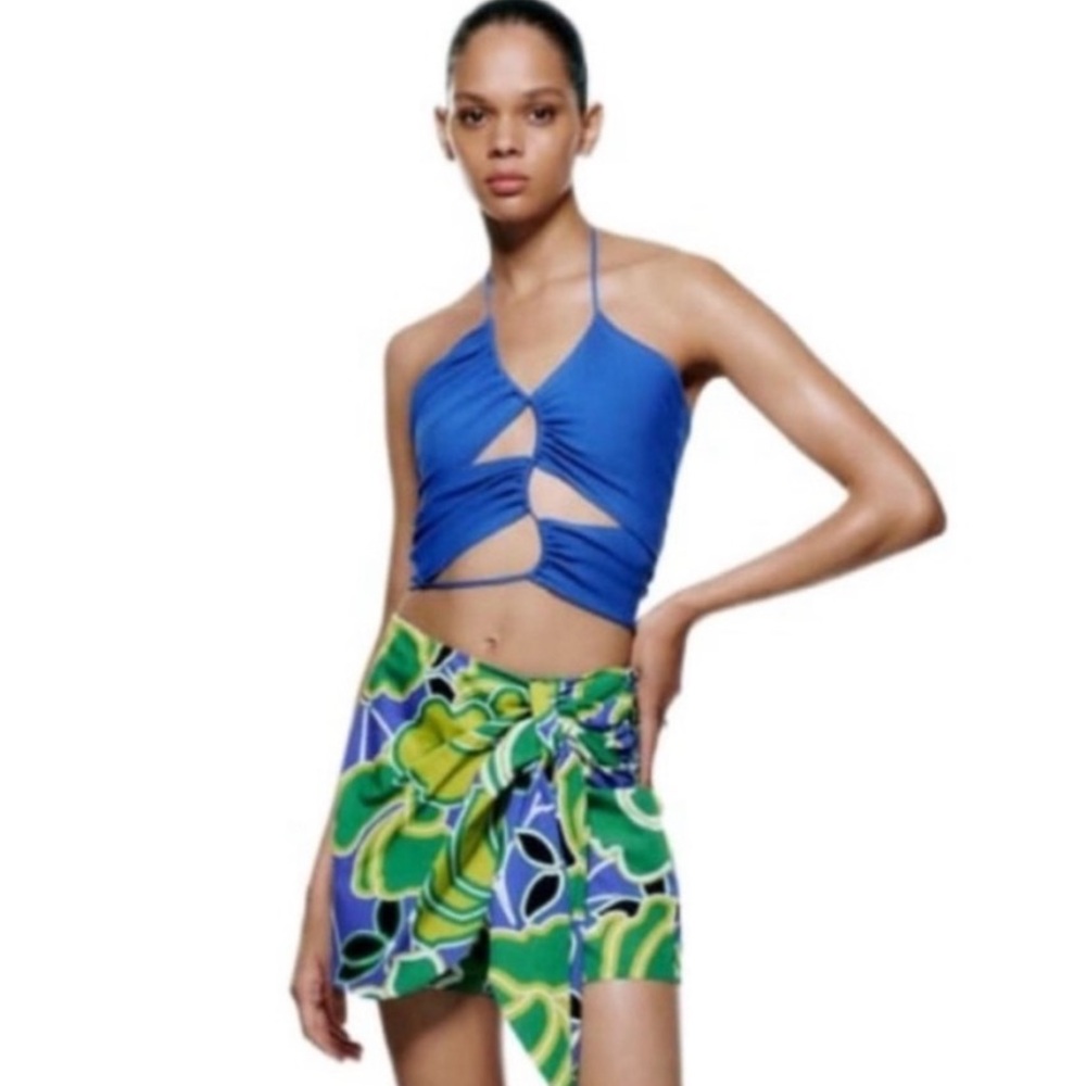 Zara Pareo Costal Summer Cotton Wrap vacation skort Woman’s Large